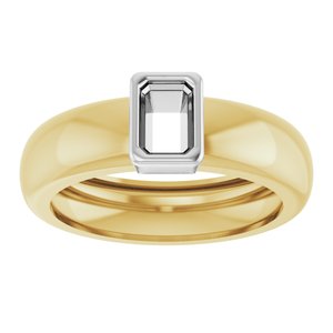 14K Yellow/White Gold 6x4 mm Emerald Bezel-Set Lightweight Ring Mounting – image 6