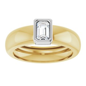 14K Yellow/White Gold 6x4 mm Emerald Bezel-Set Lightweight Ring Mounting – image 5