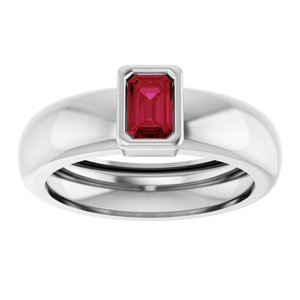 14K White Gold Lab-Grown Ruby Lightweight Ring – image 3