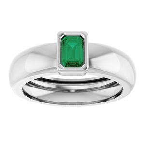 14K White Gold Lab-Grown Emerald Lightweight Ring – image 3