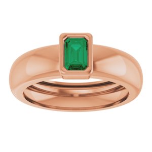 14K Rose Gold Lab-Grown Emerald Lightweight Ring – image 3