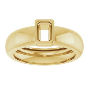14K Yellow Gold 6x4 mm Emerald Bezel-Set Lightweight Ring Mounting – image 6
