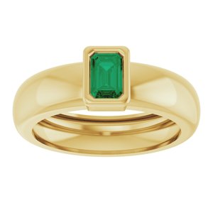 14K Yellow Gold Lab-Grown Emerald Lightweight Ring – image 3