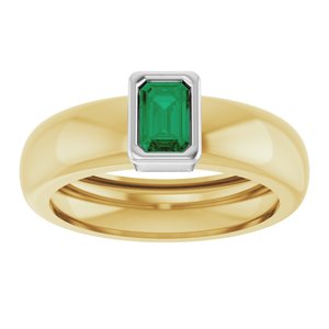 14K Yellow/White Gold Lab-Grown Emerald Lightweight Ring – image 3