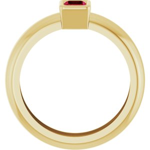 14K Yellow Gold Lab-Grown Ruby Lightweight Ring – image 2