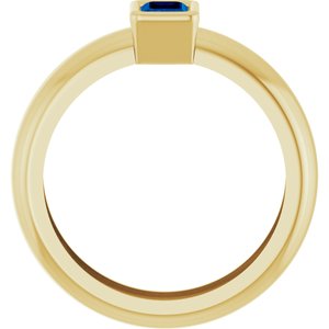 14K Yellow Gold Lab-Grown Blue Sapphire Lightweight Ring – image 2