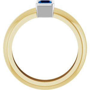 14K Yellow/White Gold Lab-Grown Blue Sapphire Lightweight Ring – image 2