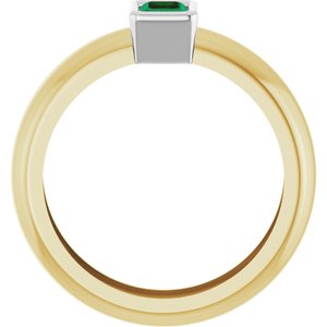 14K Yellow/White Gold Lab-Grown Emerald Lightweight Ring – image 2
