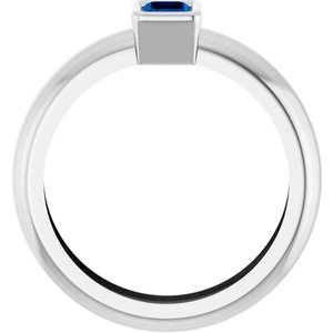 14K White Gold Lab-Grown Blue Sapphire Lightweight Ring – image 2