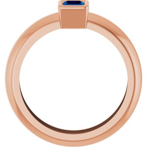 14K Rose Gold Lab-Grown Blue Sapphire Lightweight Ring – image 2
