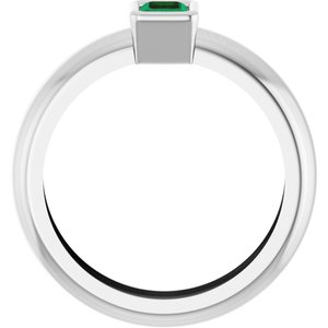 14K White Gold Lab-Grown Emerald Lightweight Ring – image 2