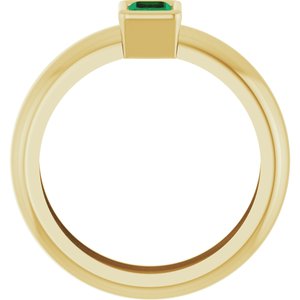 14K Yellow Gold Lab-Grown Emerald Lightweight Ring – image 2
