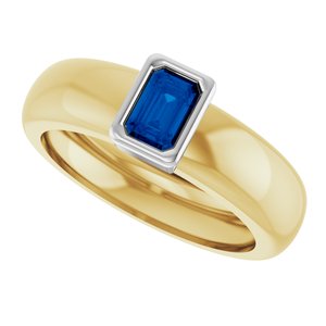 14K Yellow/White Gold Lab-Grown Blue Sapphire Lightweight Ring – image 5