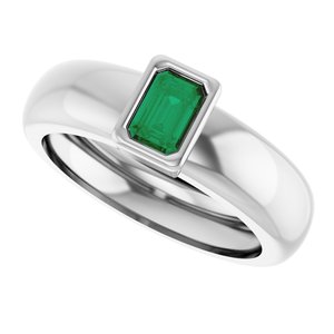 14K White Gold Lab-Grown Emerald Lightweight Ring – image 5