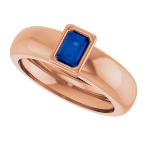 14K Rose Gold Lab-Grown Blue Sapphire Lightweight Ring – image 5