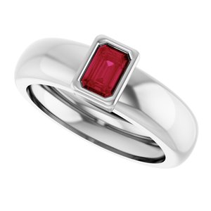 14K White Gold Lab-Grown Ruby Lightweight Ring – image 5