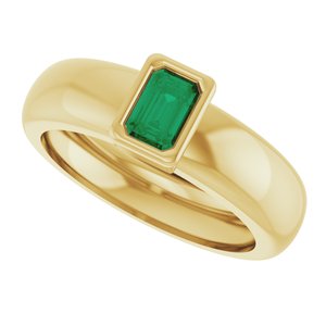 14K Yellow Gold Lab-Grown Emerald Lightweight Ring – image 5