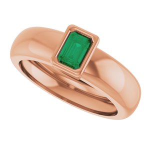 14K Rose Gold Lab-Grown Emerald Lightweight Ring – image 5