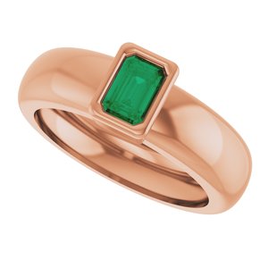 14K Rose Gold Lab-Grown Emerald Lightweight Ring – image 5