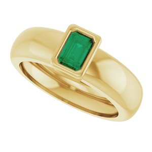 14K Yellow Gold Lab-Grown Emerald Lightweight Ring – image 5