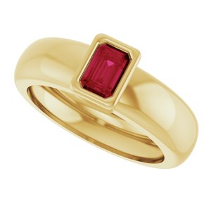 14K Yellow Gold Lab-Grown Ruby Lightweight Ring – image 5