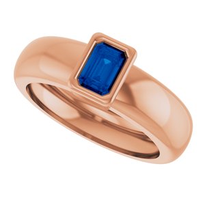 14K Rose Gold Lab-Grown Blue Sapphire Lightweight Ring – image 5