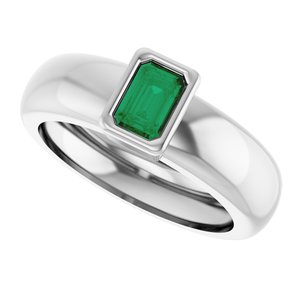 14K White Gold Lab-Grown Emerald Lightweight Ring – image 5