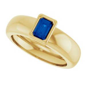 14K Yellow Gold Lab-Grown Blue Sapphire Lightweight Ring – image 5