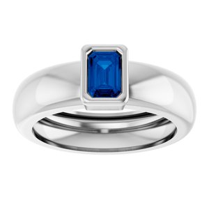 14K White Gold Lab-Grown Blue Sapphire Lightweight Ring – image 3