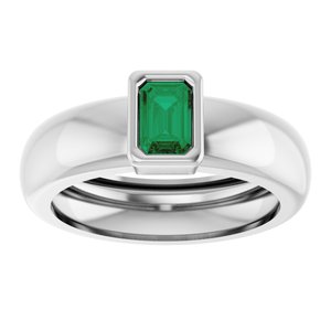 14K White Gold Lab-Grown Emerald Lightweight Ring – image 3
