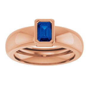 14K Rose Gold Lab-Grown Blue Sapphire Lightweight Ring – image 3
