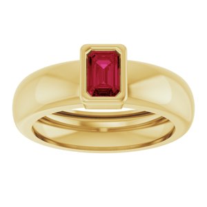14K Yellow Gold Lab-Grown Ruby Lightweight Ring – image 3