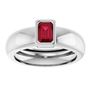 14K White Gold Lab-Grown Ruby Lightweight Ring – image 3