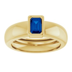 14K Yellow Gold Lab-Grown Blue Sapphire Lightweight Ring – image 3
