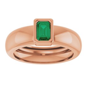 14K Rose Gold Lab-Grown Emerald Lightweight Ring – image 3