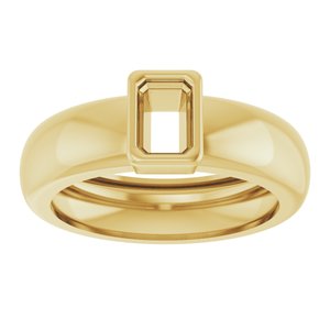 14K Yellow Gold 6x4 mm Emerald Bezel-Set Lightweight Ring Mounting – image 6