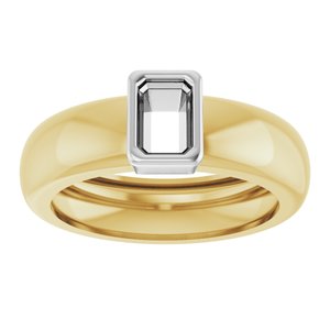 14K Yellow/White Gold 6x4 mm Emerald Bezel-Set Lightweight Ring Mounting – image 6