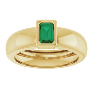 14K Yellow Gold Lab-Grown Emerald Lightweight Ring – image 3