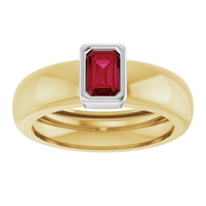 14K Yellow/White Gold Lab-Grown Ruby Lightweight Ring – image 3