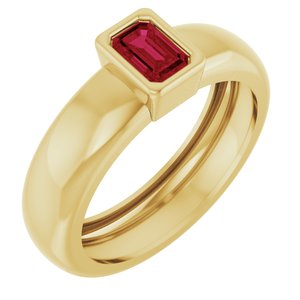 14K Yellow Gold Lab-Grown Ruby Lightweight Ring