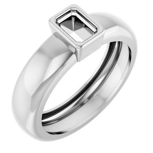 14K White Gold 6x4 mm Emerald Bezel-Set Lightweight Ring Mounting – image 2