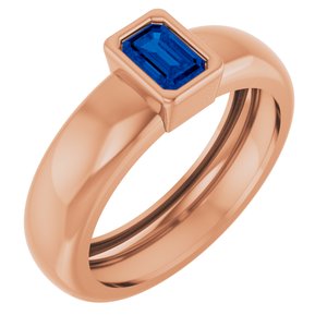 14K Rose Gold Lab-Grown Blue Sapphire Lightweight Ring