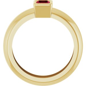14K Yellow Gold Lab-Grown Ruby Lightweight Ring – image 2