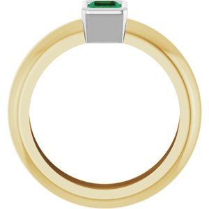 14K Yellow/White Gold Lab-Grown Emerald Lightweight Ring – image 2