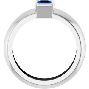 14K White Gold Lab-Grown Blue Sapphire Lightweight Ring – image 2
