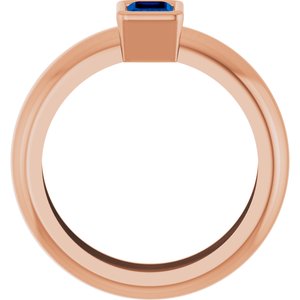 14K Rose Gold Lab-Grown Blue Sapphire Lightweight Ring – image 2