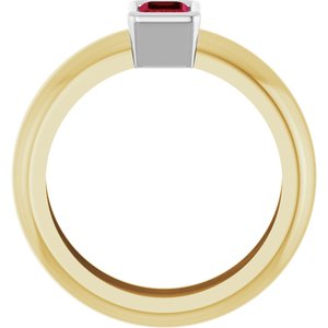 14K Yellow/White Gold Lab-Grown Ruby Lightweight Ring – image 2