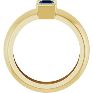 14K Yellow Gold Lab-Grown Blue Sapphire Lightweight Ring – image 2