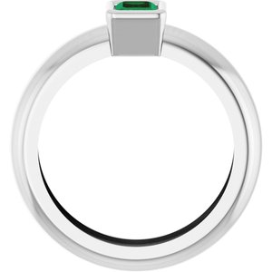 14K White Gold Lab-Grown Emerald Lightweight Ring – image 2