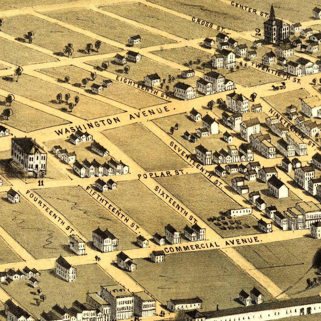 Vintage Map of Cairo, Illinois 1867
